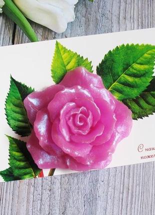 Сувенірне мило-троянда на листівці2 фото