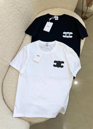Футболка в стилі celine біла чорна