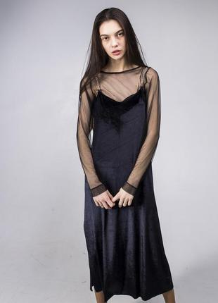 Платье velvet dress maxi