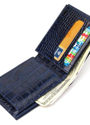 Гарний гаманець для чоловіків із натуральної шкіри з тисненням під крокодила canpellini 21924 синій2 фото