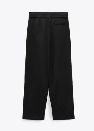 Zara брюки с защипами, широкие длинные брюки5 фото