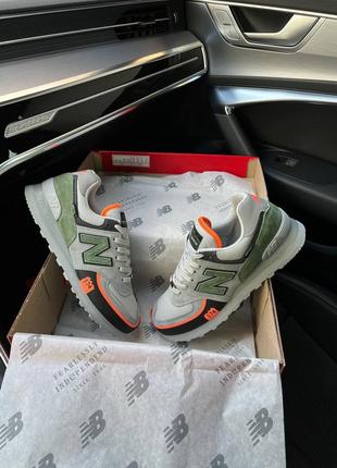 Чоловічі кросівки new balance 574 tp2 gray green orange9 фото