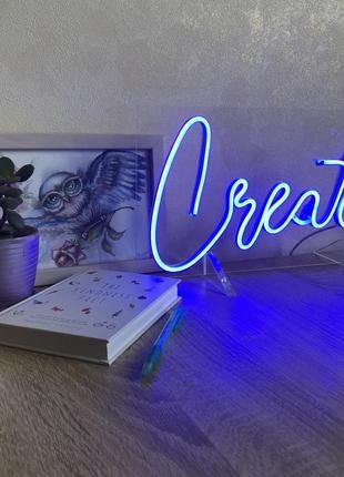 Create - вывеска из гибкого неона, ночник, световой декор интерьера1 фото