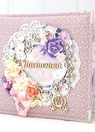 Альбом ручной работы для новорожденной девочки , фотоальбом для девочки на первый год жизни