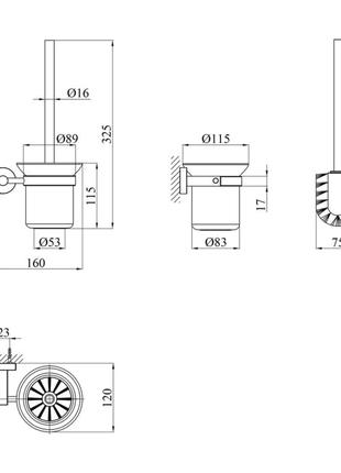 Йоржик для унітаза настінний kroner krp edelstahl klassisch - esg37103 фото