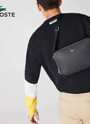 Мужская брендовая сумка через плечо lacoste (2028) черная