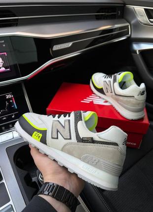 Мужские кроссовки new balance 574 tp2 white yellow neon3 фото