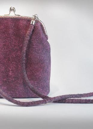 Валяна сумочка "фіолетовий вечір"2 фото