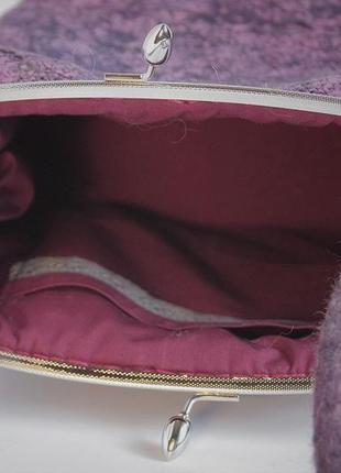 Валяна сумочка "фіолетовий вечір"4 фото