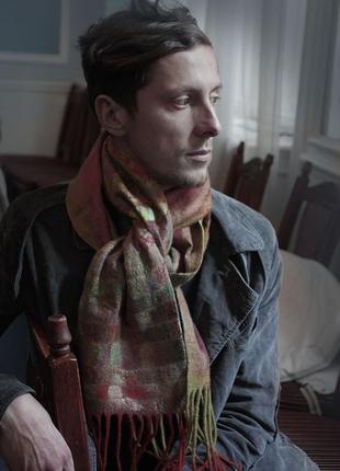 Валяний чоловічий шарф осінні барви3 фото