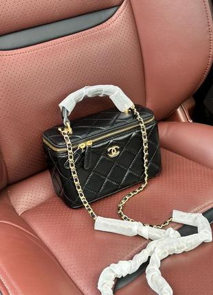 Сумка chanel classic black lambskin pearl crush vanity bag