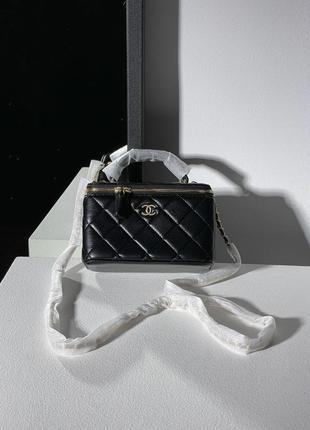 Сумка chanel classic black lambskin pearl crush vanity bag9 фото