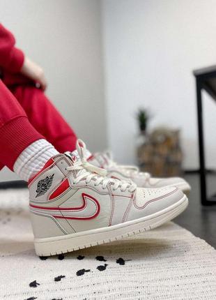 Кросівки nike air jordan 1 retro high og sail university red5 фото