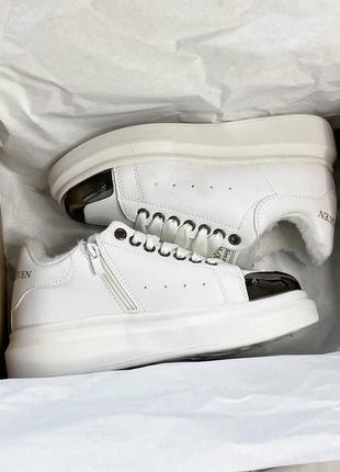 Alexander mcqueen white metal fur7 фото