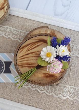 Брошка квітковий букет "лугова", брошка з квітами2 фото
