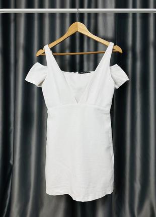 Белое платье мини zara s/xs