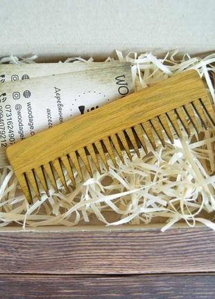Деревянная расческа-гребень для волос и бороды woodage classic light1 фото