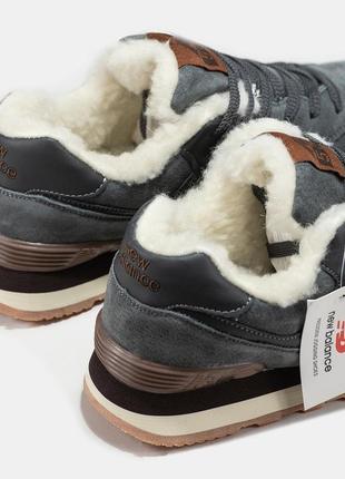 New balance 574 grey brown fur8 фото