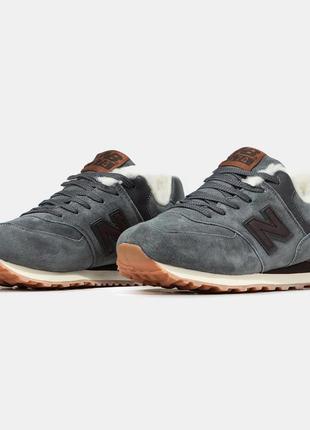 New balance 574 grey brown fur6 фото