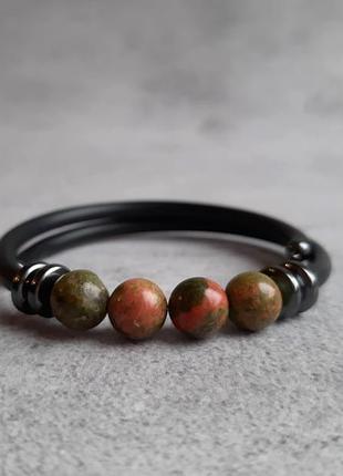 Жіночий браслет з унакитом. браслет з натуральними каменями. подарунок.