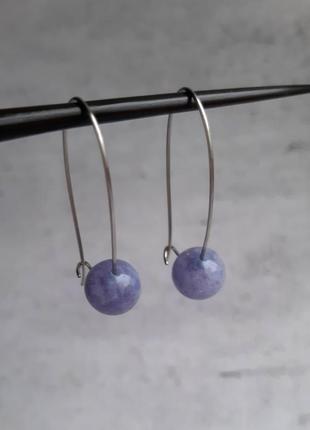 Жіночі сережки з кварцом ніжно-блакитного кольору. подарунок. сережки з натуральними каменями.6 фото