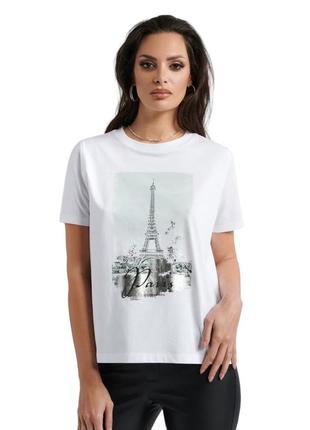 Жіноча футболка "paris" біла. розмір 46.
