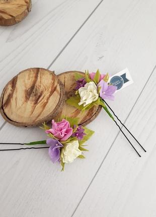 Шпильки для волосся з квітами1 фото