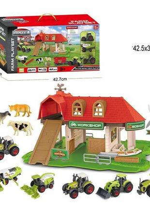 Ферма sq 80123-2   3 машинки, 6 фігурок тварин, наліпки, рухливі деталі, в коробці   ish