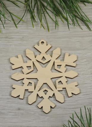 Дерев'яні еко іграшки на ялинку "сніжинка" (форма №42)(2195)1 фото