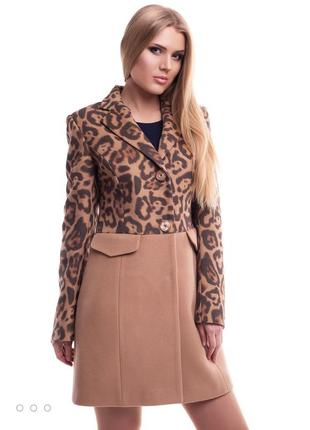 Елегантне пальто nio leopard beige2 фото