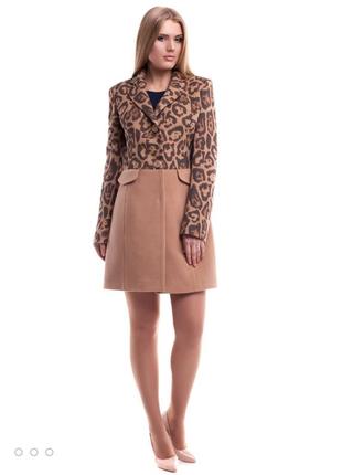 Елегантне пальто nio leopard beige3 фото