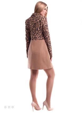 Елегантне пальто nio leopard beige4 фото