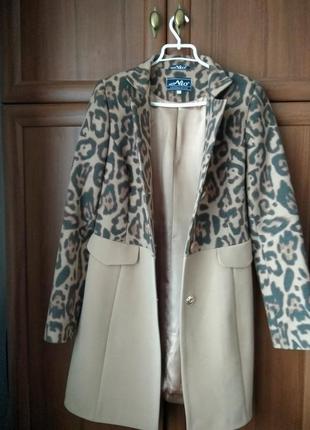 Елегантне пальто nio leopard beige5 фото