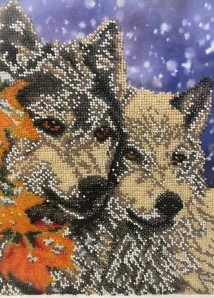 Картины бисером «пара волков»2 фото