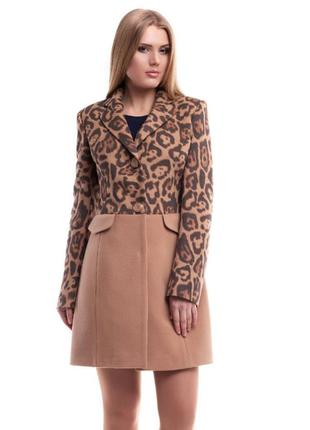 Елегантне пальто nio leopard beige1 фото