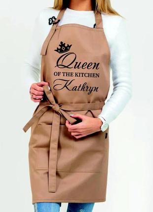 Фартук с надписью queen of the kitchen имя1 фото