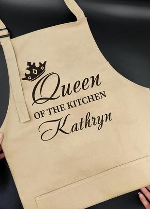 Фартук с надписью queen of the kitchen имя3 фото