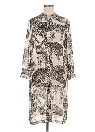 Платье рубашка,  прозрачная, котики