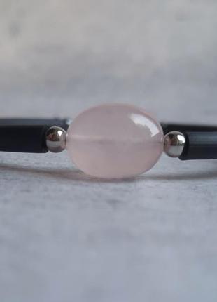 Ніжний жіночий браслет з натуральним рожевим кварцем. стильний браслет.8 фото
