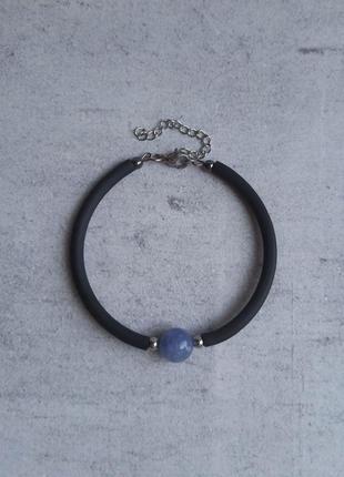 Браслет з голубим кварцем. стильний жіночий браслет. браслет з натуральним камінням.5 фото
