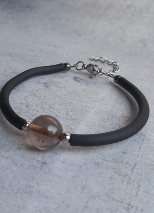 Жіночий браслет з натуральним димчастим кварцем. стильний браслет з камінням.3 фото