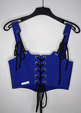 Versace корсетный топ синий корсет upcycling3 фото