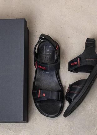 Літні чоловічі шкіряні сандалі-босоніжки чорні спортивні з натуральної шкіри на літо *е100 ч/кр*7 фото