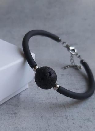 Жіничий браслет з натуральною вулканічною лавою. стильний браслет з натуральним камінням.8 фото