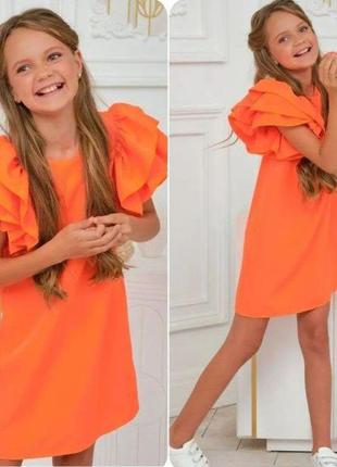 Сукня дитяча з воланами рожева💐 нарядне ошатне святкове й повсякденне3 фото