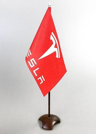 Настольный флажок из африканского венге с логотипом tesla (возможны другие логотипы)1 фото