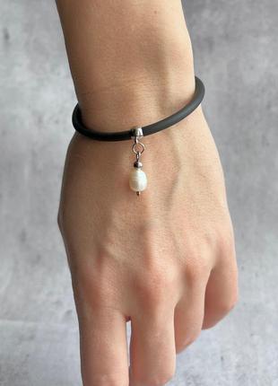 Утонченный женский браслет с натуральной жемчужиной. подарок девушке. стильный браслет.7 фото