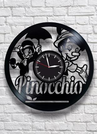 "пинокио pinocchio" - настенные часы из виниловых пластинок. уникальный подарок!