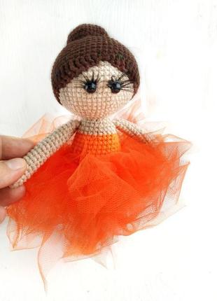 Вязаная кукла балерина подарок для девочки1 фото