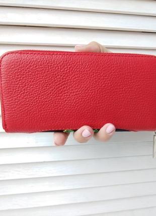 Гаманець жіночий,  шкіряний, вишитий,  кошелек, гаманець з вишивкою, червоний3 фото